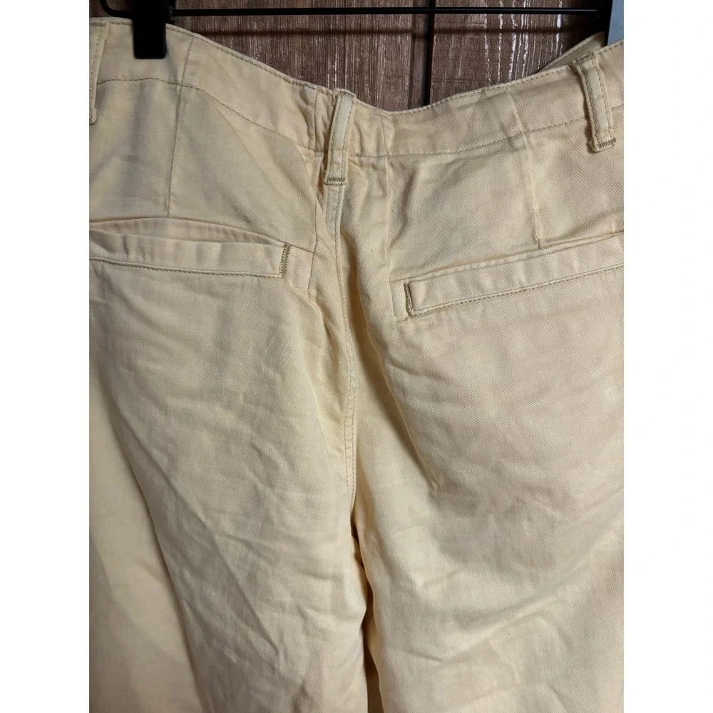 Free People wide‎ leg button fly soft yellow trousers women size 2